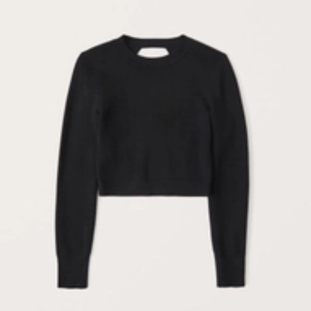 Abercrombie Open-Back Tie Cropped Sweater in Black